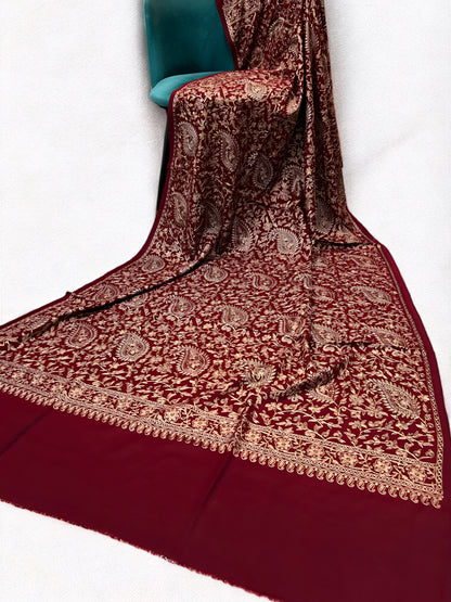 Maroon - Embroidered Kalamkar Kashmiri Shawl