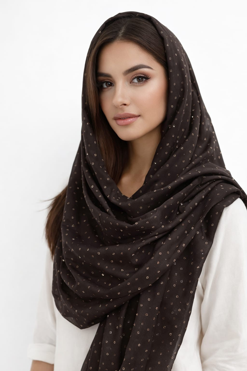 Chocolate Brown Rose Sequence Hijab