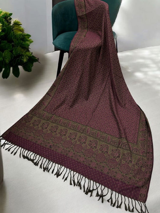 Starry Paisley Pashmina Shawl - Fuchsia Beige Brown