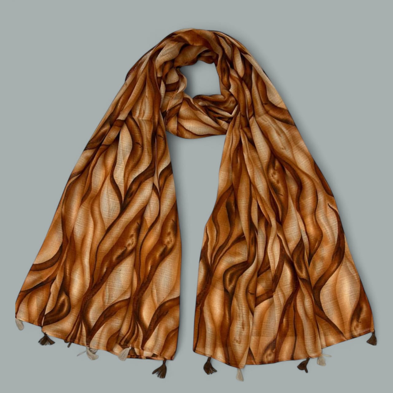 Rust Brown Waves Printed Modal Hijab