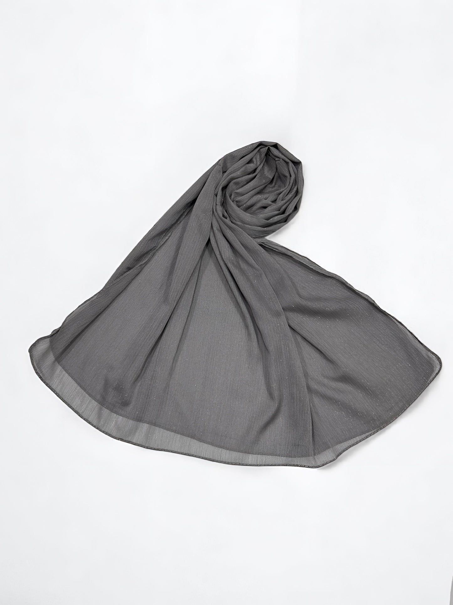 Steel Gray - Crinkle Shimmer Chiffon Wedding Party Occasion Hijab Scarf