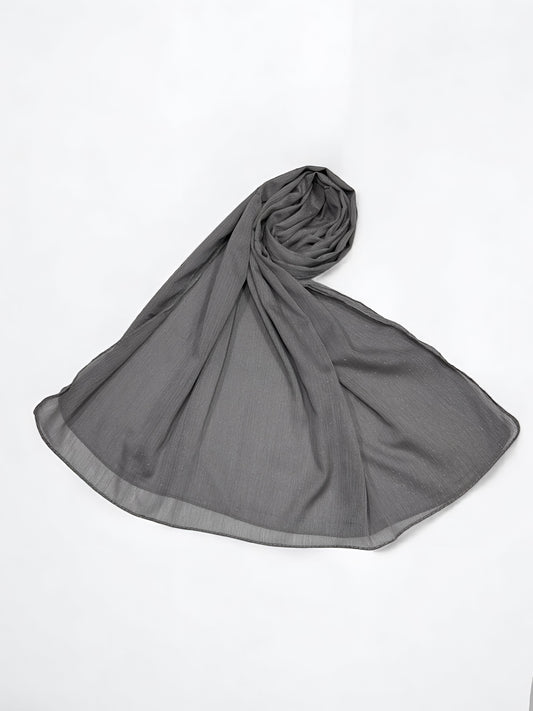 Steel Gray - Crinkle Shimmer Chiffon Wedding Party Occasion Hijab Scarf
