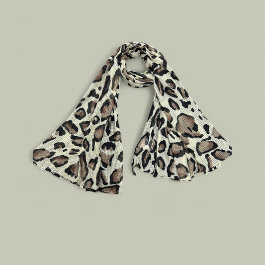 Leopard Brown Ivory Printed Modal Hijab