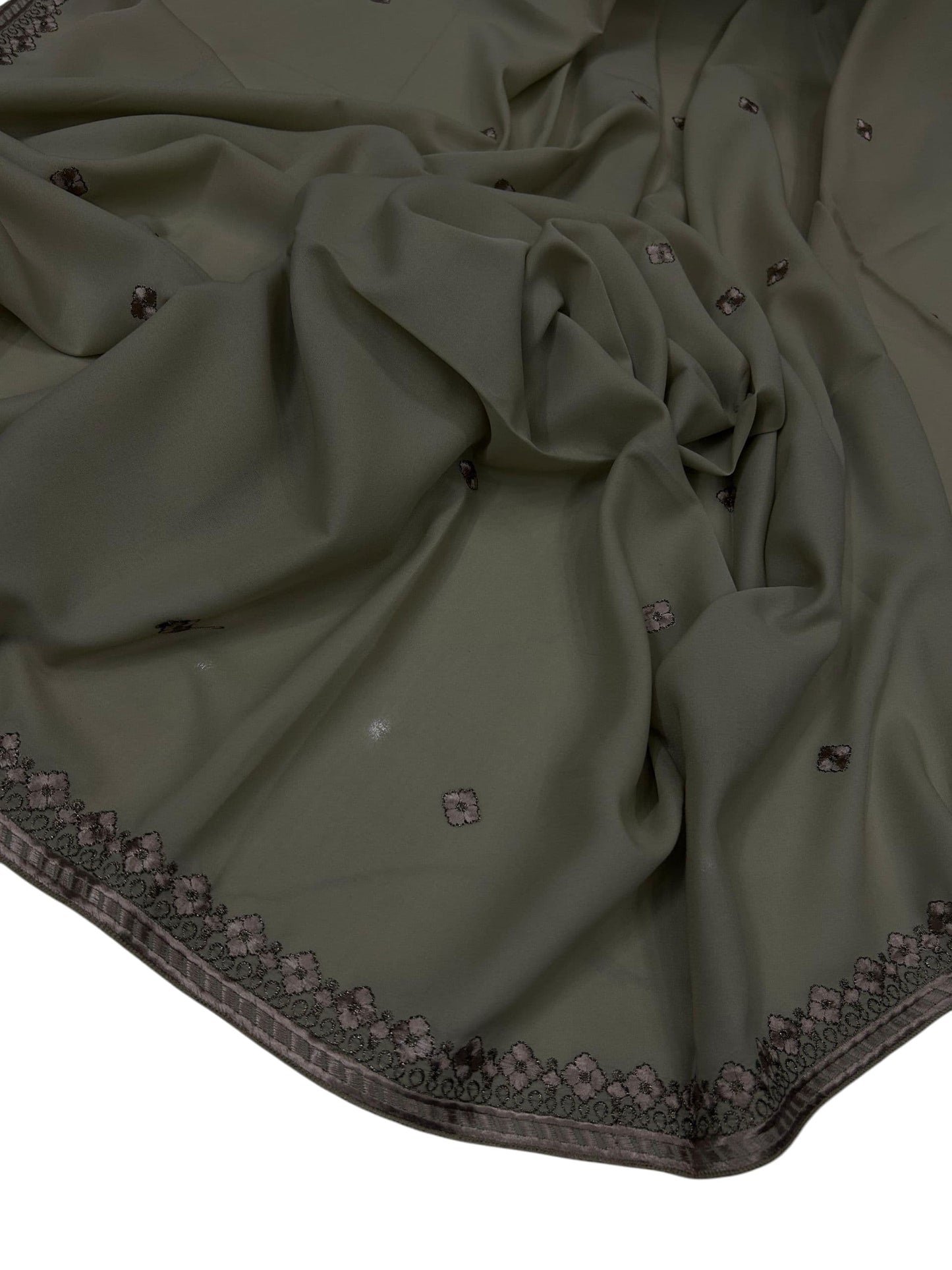 Umber Brown Floral Threadwork Embroidered Shaal