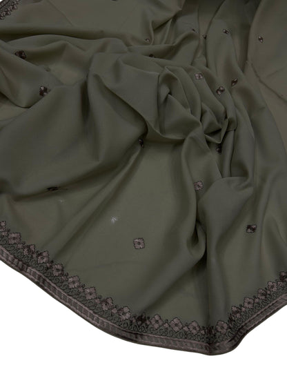 Umber Brown Floral Threadwork Embroidered Shaal