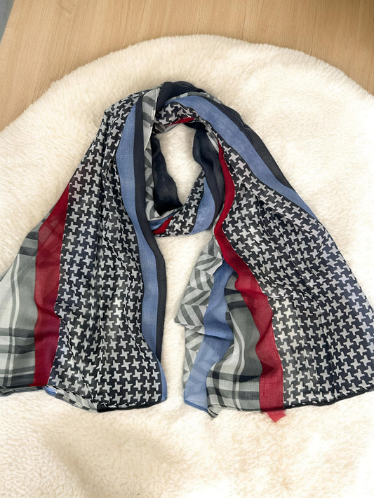 Black White Burberry Printed Lawn Hijab