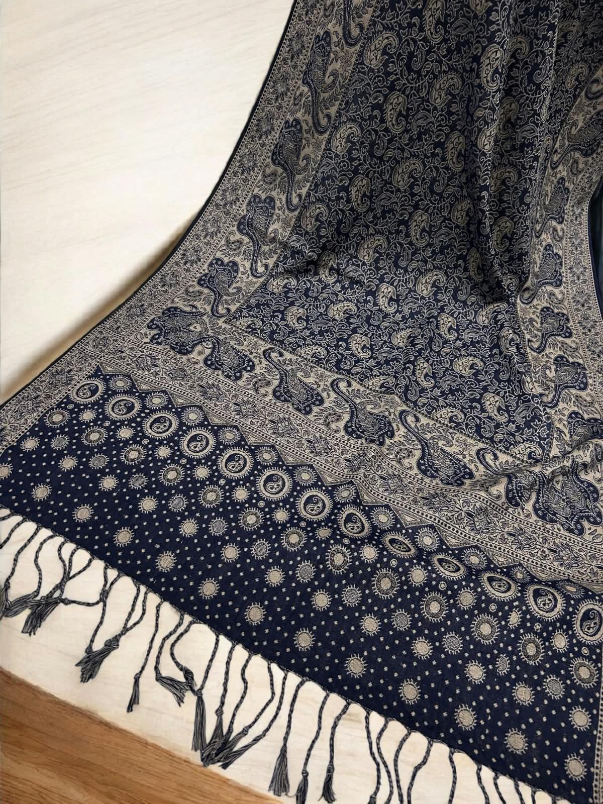 Neel Purple Silver Dotted Dual Tone Pashmina Hijab