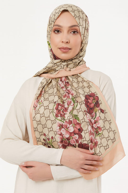 Large Satin Silk Scarf - Nude Pink Gucci