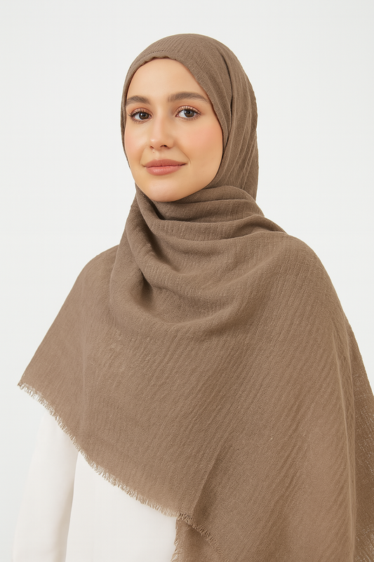 Sand Brown -  Crimp Lawn Hijab