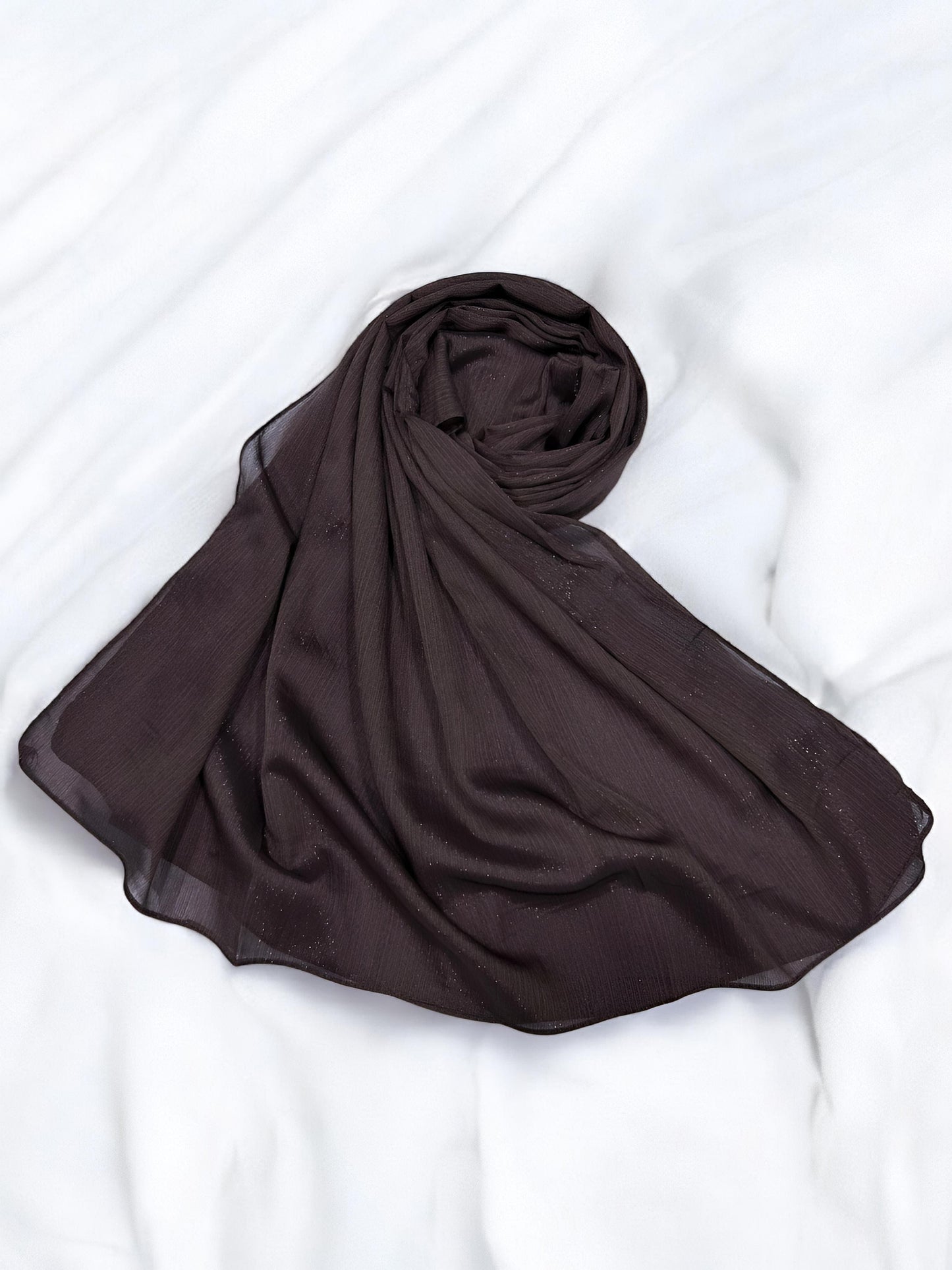 Chicory Coffee - Crinkle Shimmer Chiffon Wedding Party Occasion Hijab Scarf