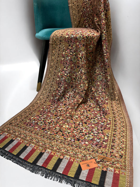 Black Pista Floral Kani Pashmina Hijab