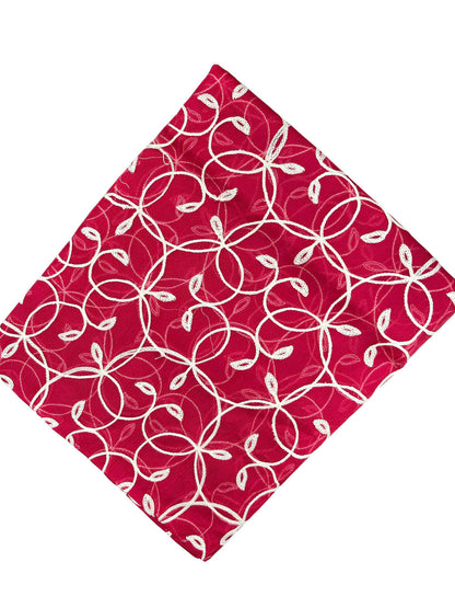 Pink Leafs Embroidered Chiffon Dupatta