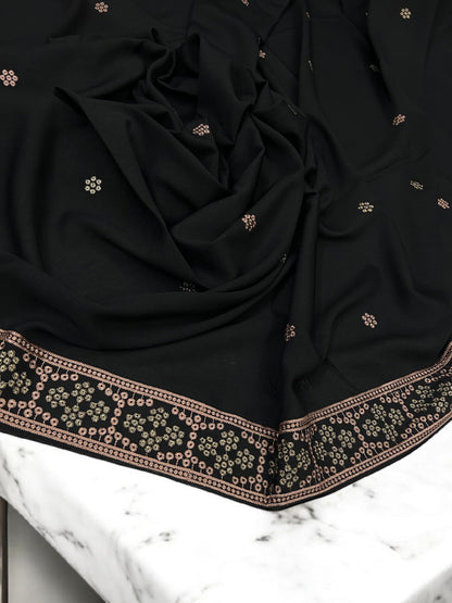 Black Rosegold Honeycomb Fancy Embroidered Shaal
