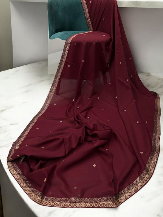 Maroon Brown Double Border Shaal