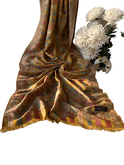 Kani Pashmina Hijab Shaal - Yellow Blue