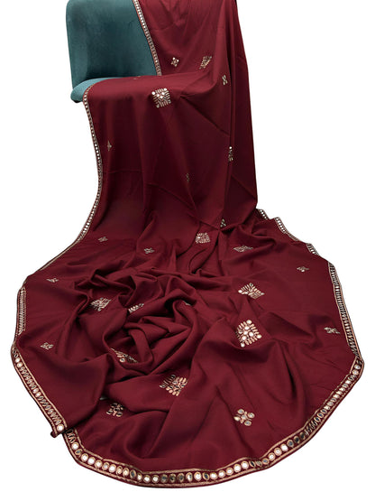 Maroon Mirrorwork Shaal