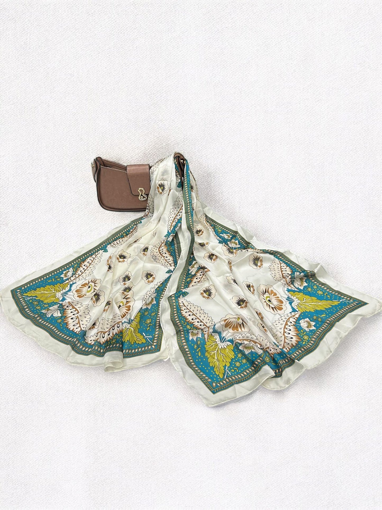 Satin Silk Scarf - White Peacock Valentino