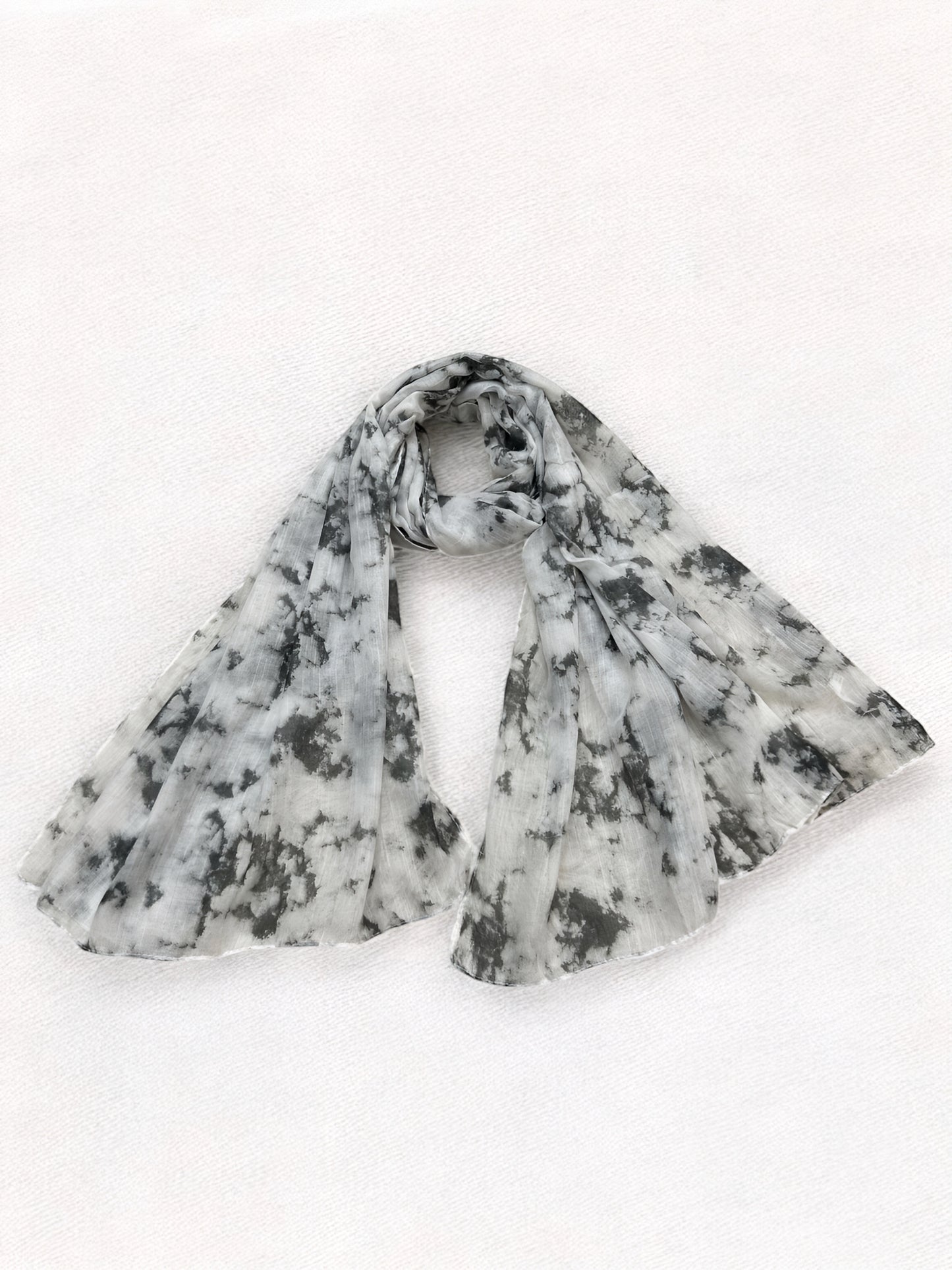 White Grey Smoke Printed Modal Hijab