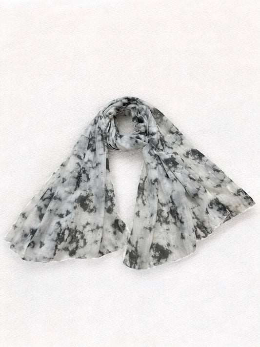 White Grey Smoke Printed Modal Hijab