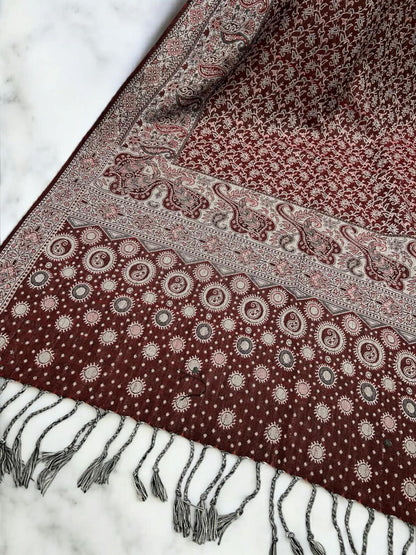 Sangria Silver Dotted Dual Tone Pashmina Hijab