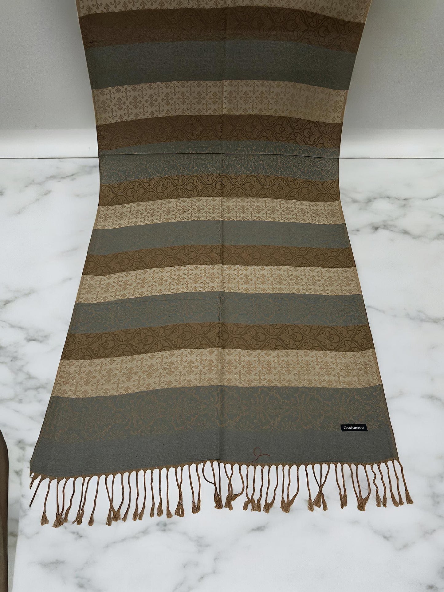 Beige Brown Grey Damask Pashmina Hijab