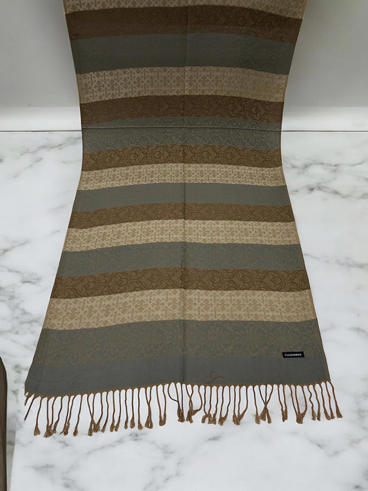 Beige Brown Grey Damask Pashmina Hijab
