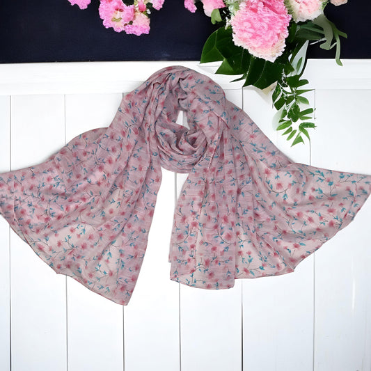 Cutesy Pink Floral Printed Viscose Hijab