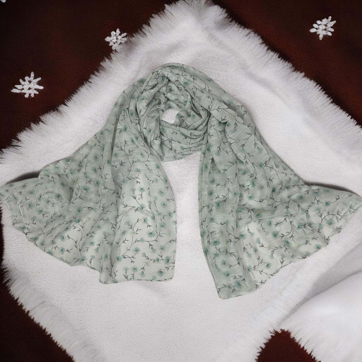 Minty Floral Printed Lawn Hijab