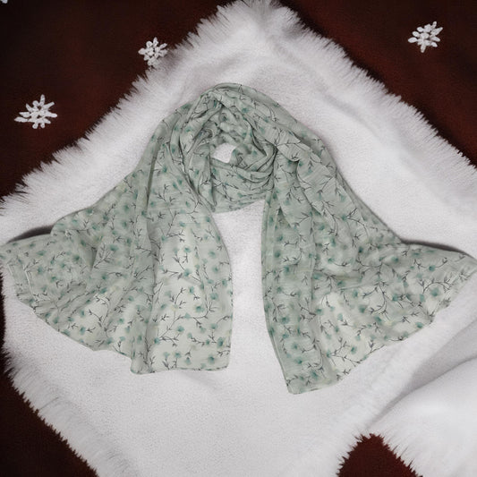 Minty Floral Printed Lawn Hijab
