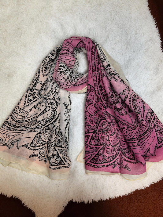 Butterscotch Pink Paisley Printed Modal Hijab