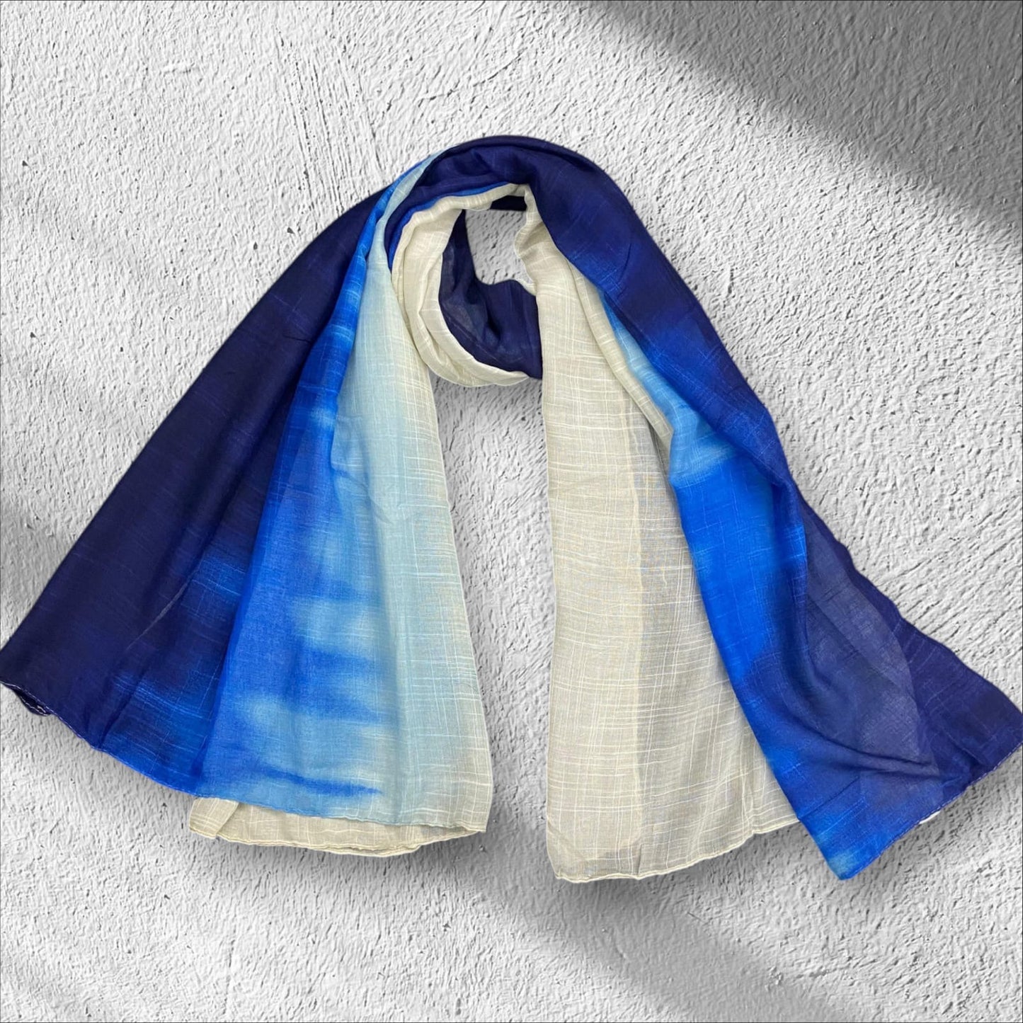 Reflex Blue Khaki Tie-Dye Printed Modal Hijab
