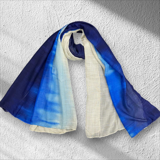 Reflex Blue Khaki Tie-Dye Printed Modal Hijab