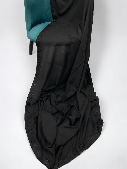 Simple Black Floral Border Shaal