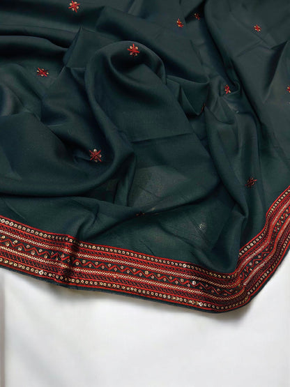 Navy Blue Fancy Double Sequence Embroidered Shaal