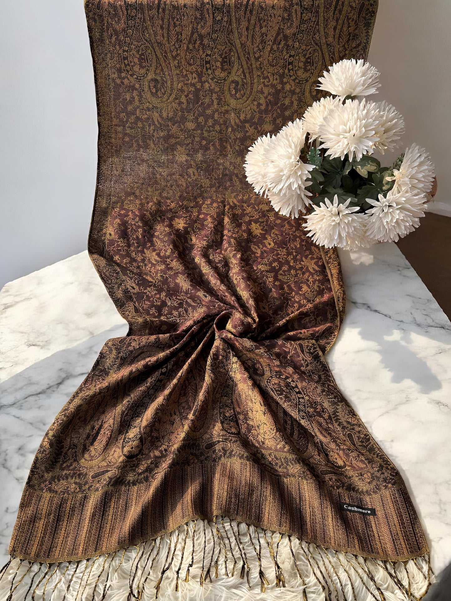 Sangria Red Paisley Pashmina Hijab Shaal