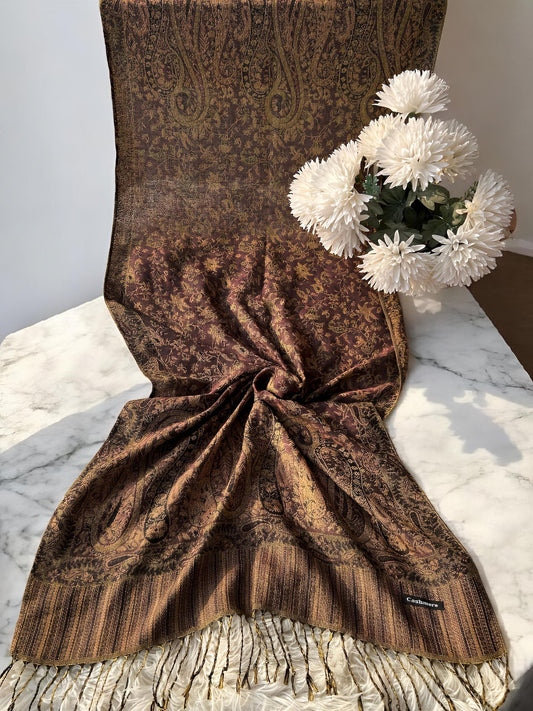 Sangria Red Paisley Pashmina Hijab Shaal