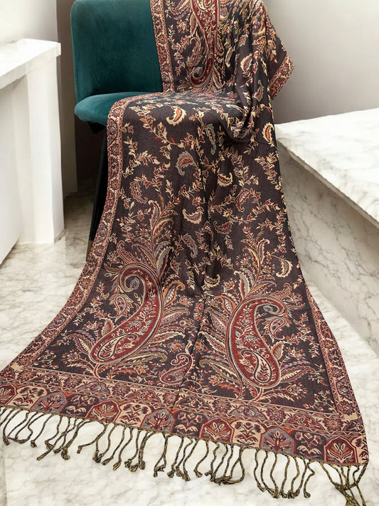 Mauve Tea Pink Curved Paisley Pashmina Hijab