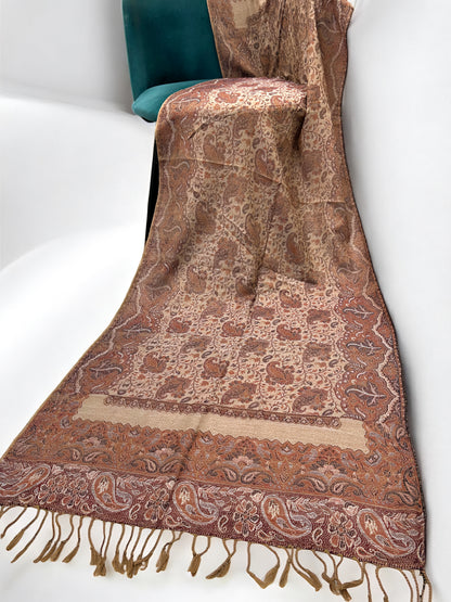 Beige Rust Orange Dual Tone Pashmina Hijab