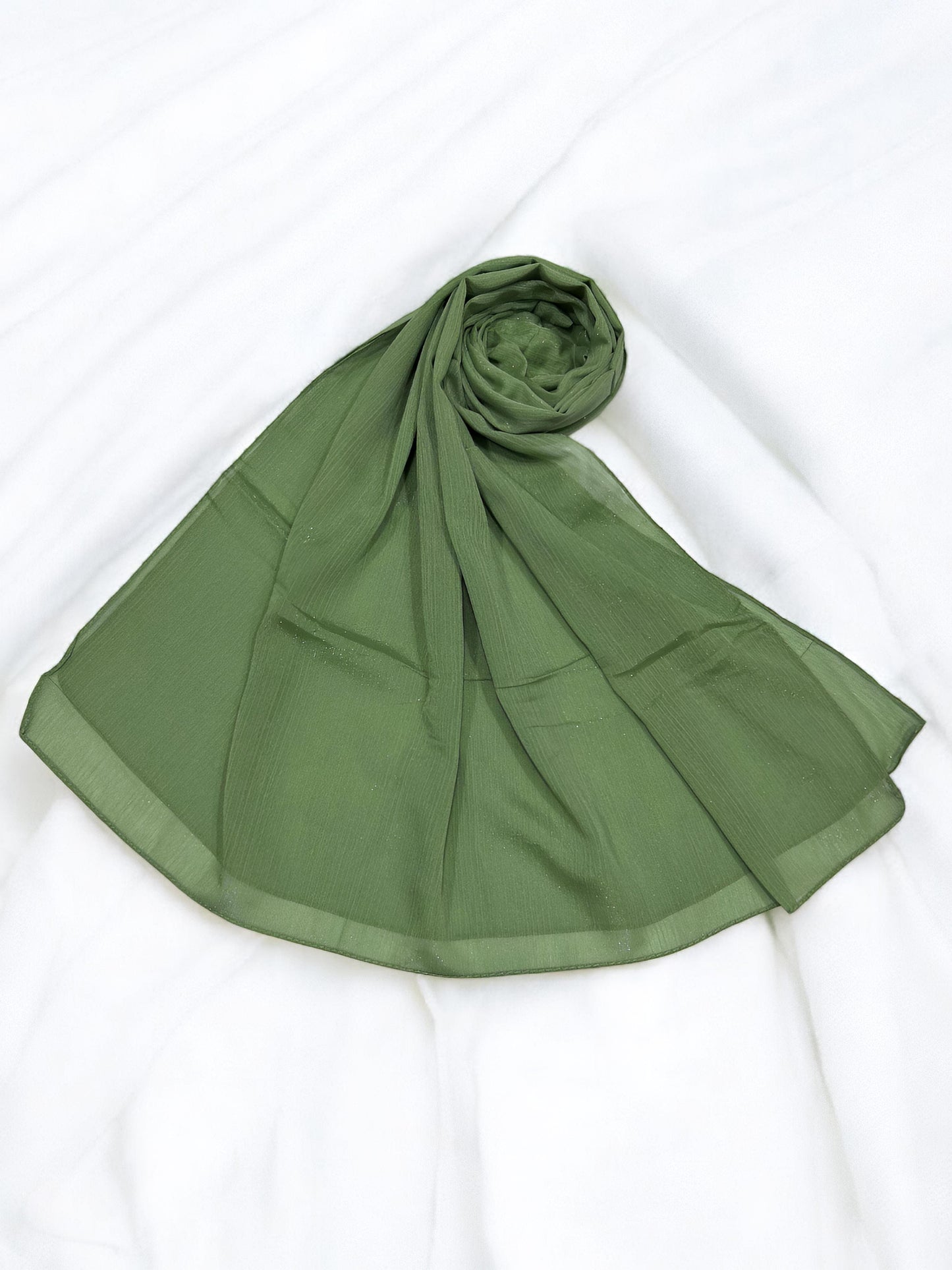 Forest Green - Crinkle Shimmer Chiffon Wedding Party Occasion Hijab Scarf