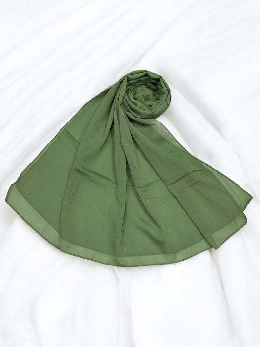 Forest Green - Crinkle Shimmer Chiffon Wedding Party Occasion Hijab Scarf