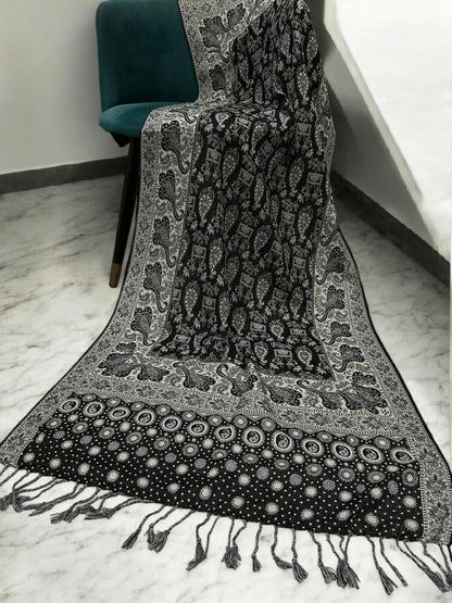 Black Fawn Dotted Dual Tone Pashmina Hijab