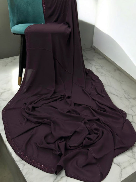 Pansy Chain Border Embroidered Korean Shaal