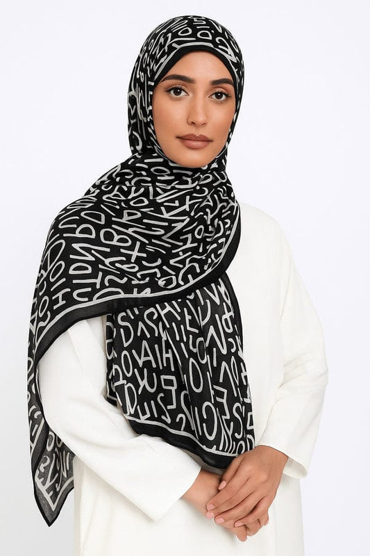 Printed Viscose Wool Hijab - ABC
