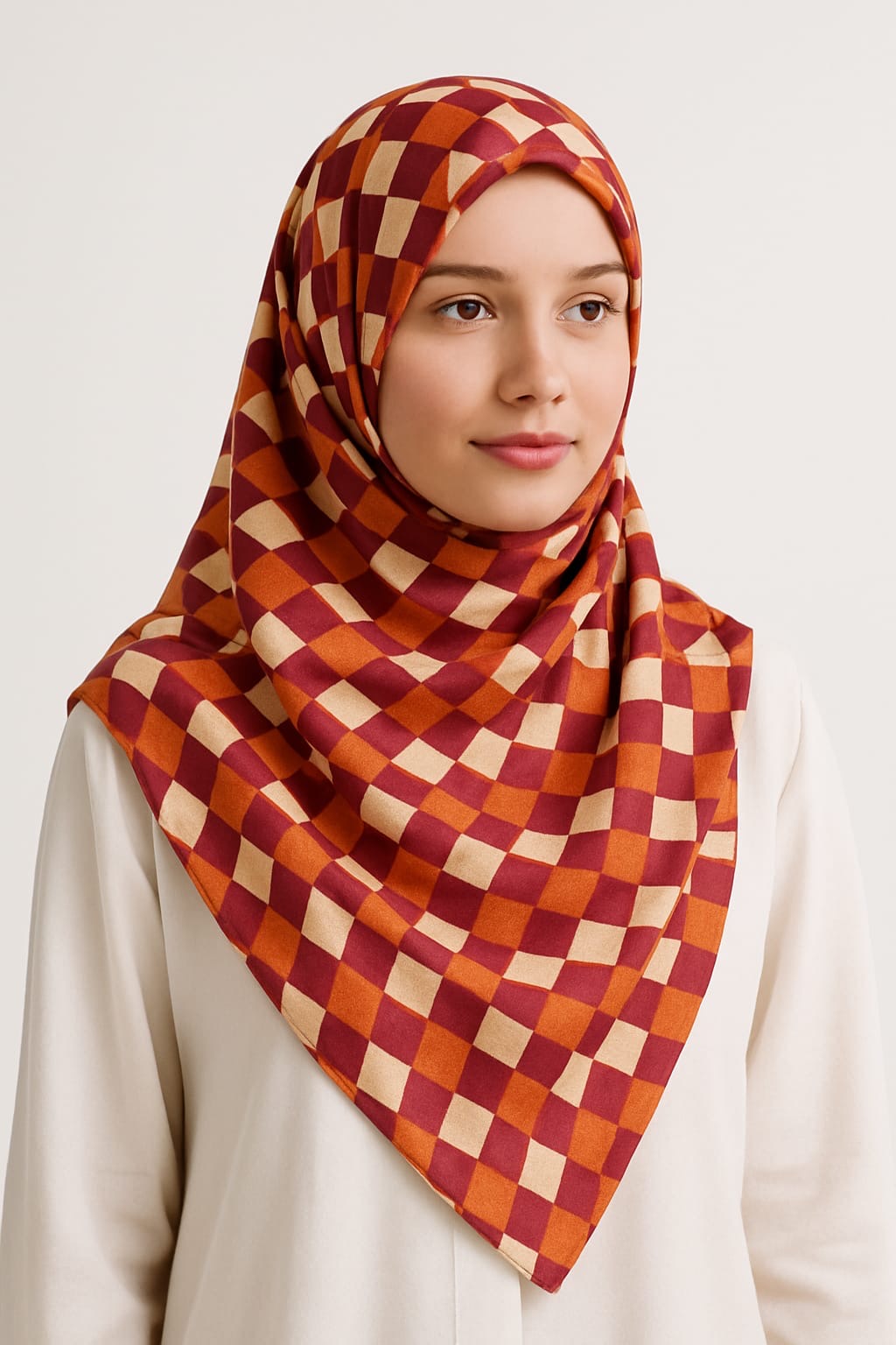 Fireworks Red Patterned Printed Modal Hijab