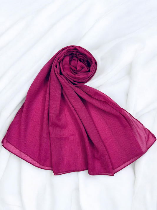 Deep Pink - Crinkle Shimmer Chiffon Wedding Party Occasion Hijab Scarf
