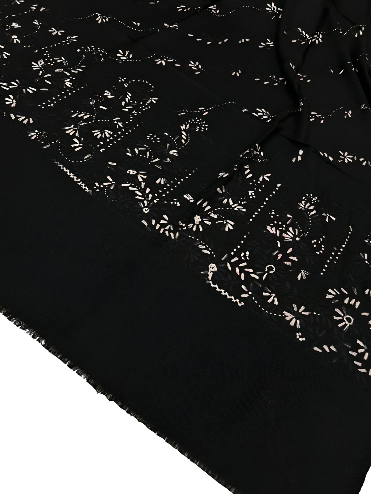 Noir Blossom – Hand Embroidered Kashmiri Shawl