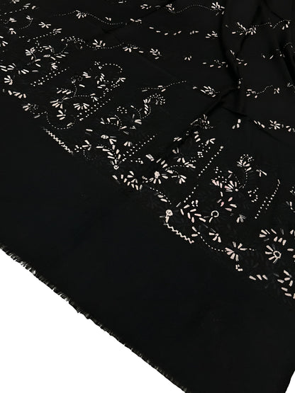 Noir Blossom – Hand Embroidered Kashmiri Shawl