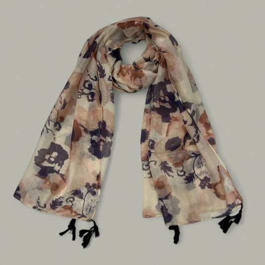 Brown Plum Floral Abstract Printed Modal Hijab