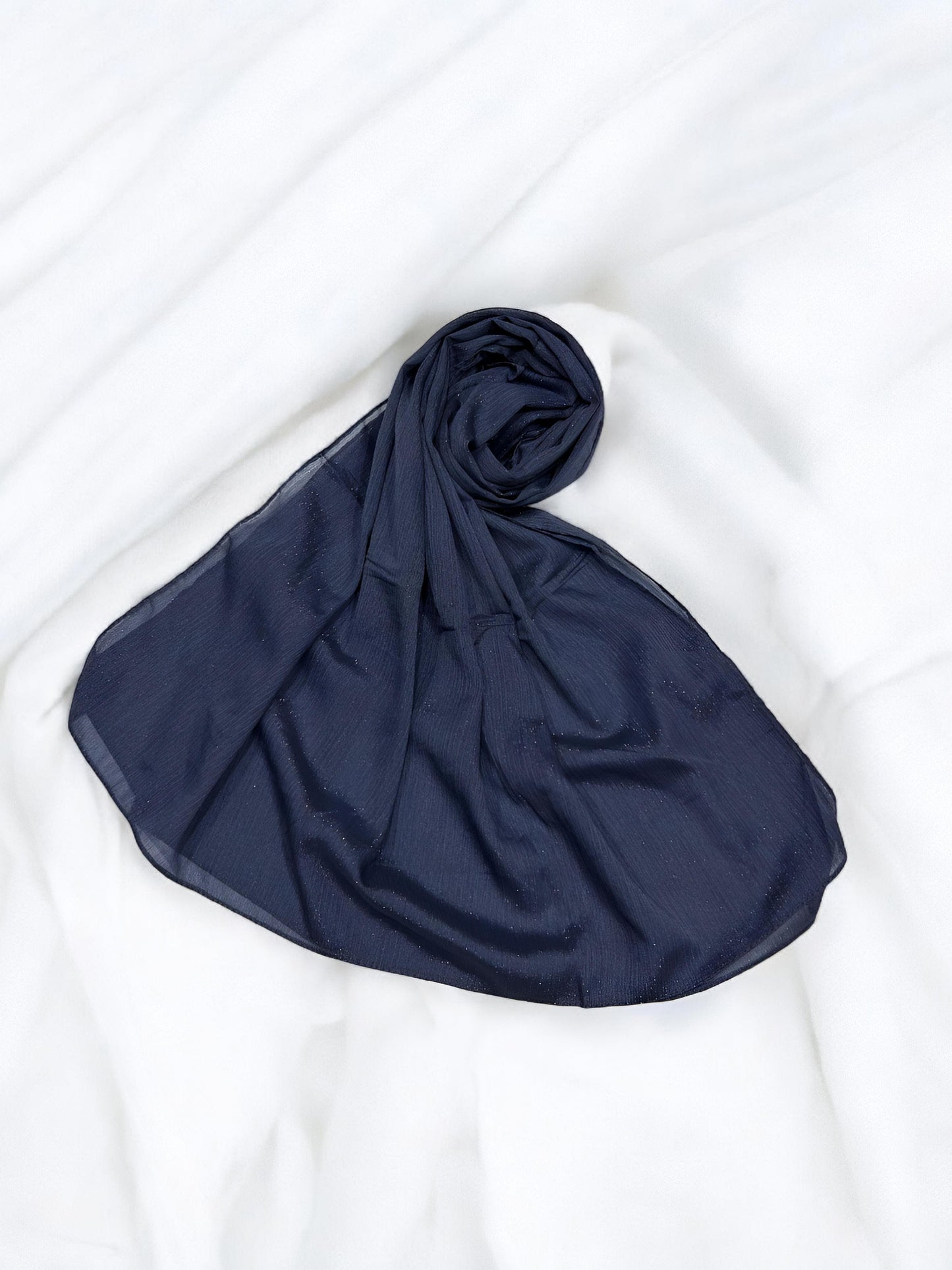 Aegean Blue - Crinkle Shimmer Chiffon Wedding Party Occasion Hijab Scarf