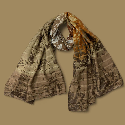 Shades of Brown Pattern Printed Lawn Hijab